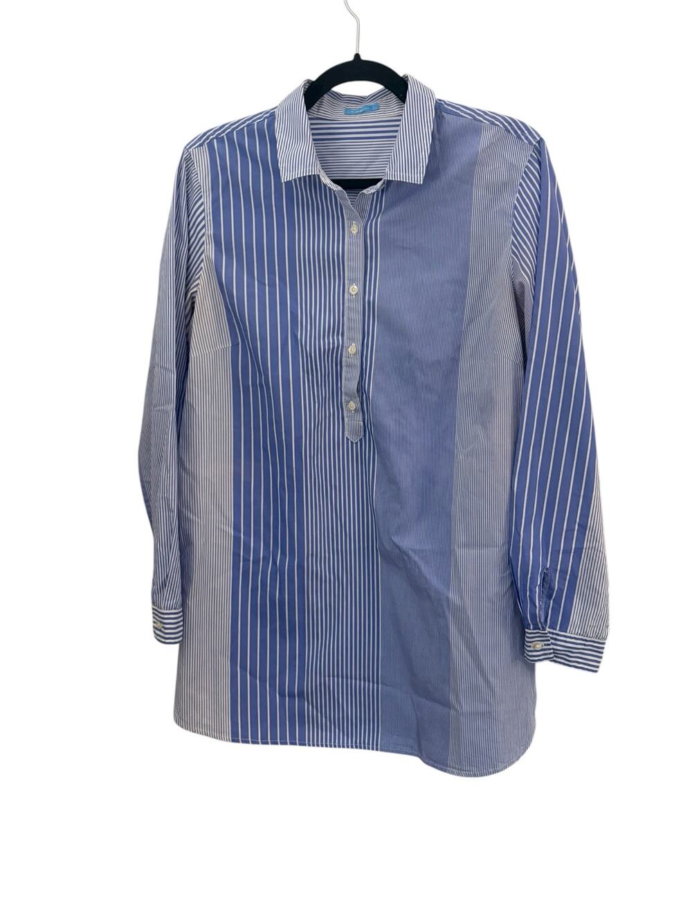 J McLaughlin Blue Cotton Shirt Dress Sz L Academia Cotton Preppy Academia FLAW